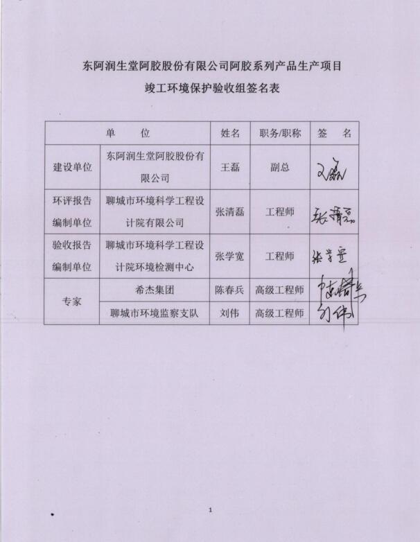 公示潤生(shēng)堂阿膠股份有(yǒu)限公司環保驗收意見(jiàn)